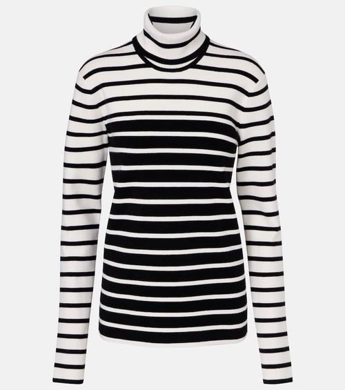 Striped wool-blend turtleneck sweater