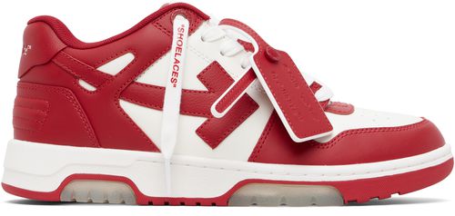 Red & White Out Of Office Calf Leather Sneakers