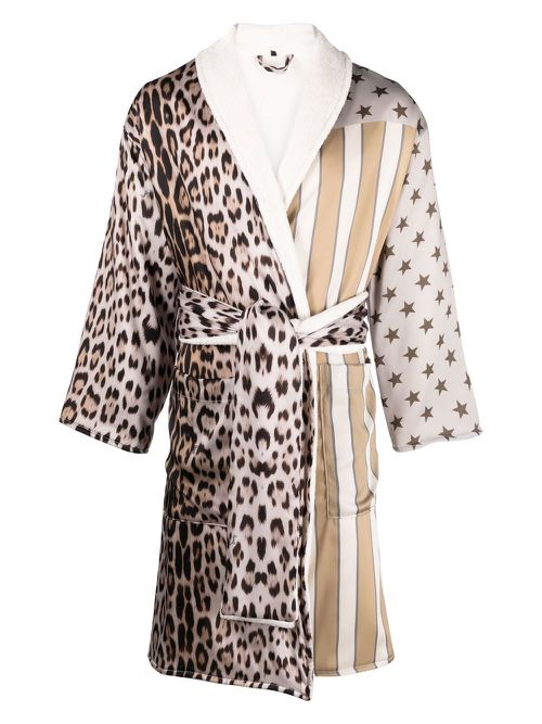 Animal-print bath robe - Neutrals