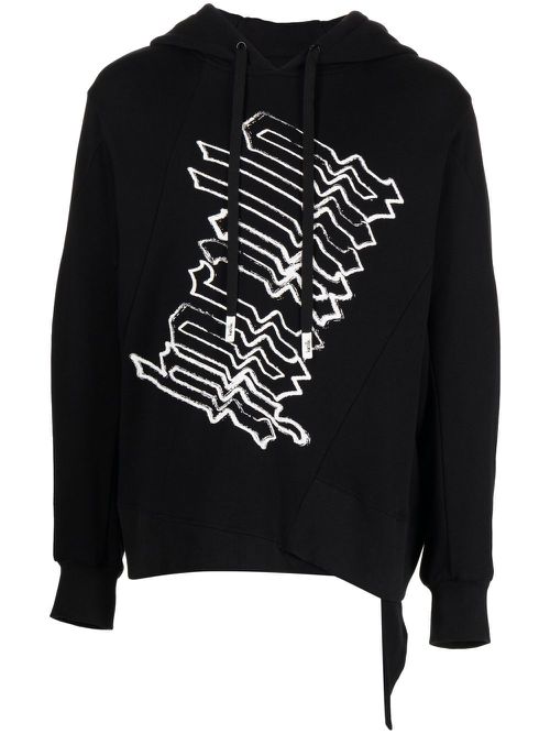 Glitch logo-print hoodie - Black
