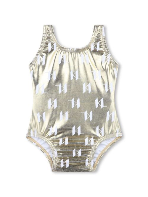 Monogram-print swimsuit - Gold