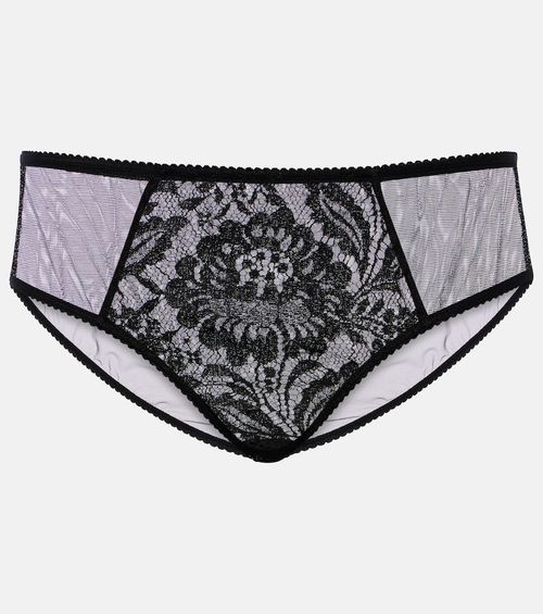 High-rise lace and tulle briefs