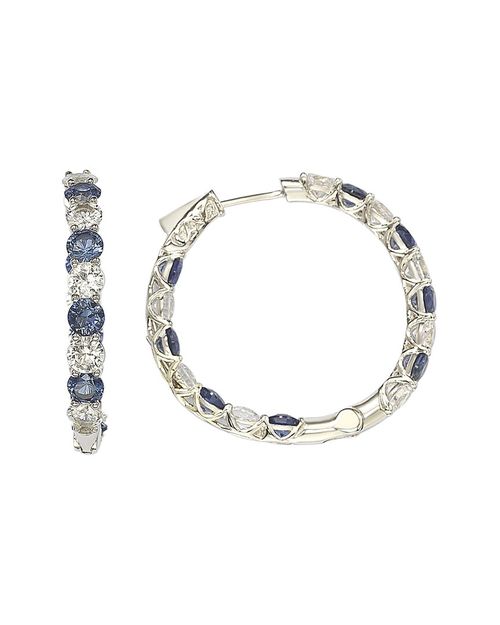 Silver 0.02 ct. tw. Diamond & Sapphire Earrings