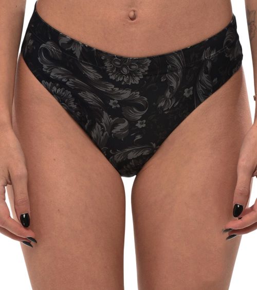 Black Printed Bikini Bottom Swimwear