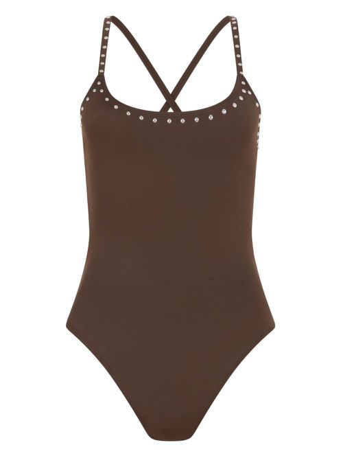 Studded swimsuit - Brown