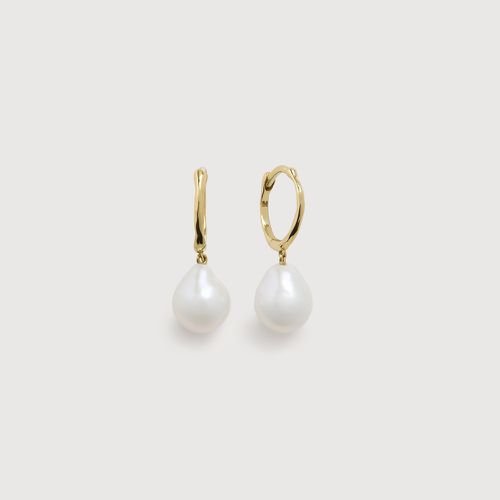 Gold Small Baroque Pearl Huggie Earrings Pearl
