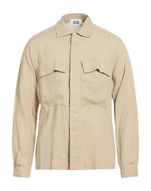 Man Shirt Beige Size 38 Linen