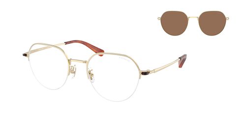 Coach HC7179 CAE81 with Clip-on 900573 Men's Eyeglasses Gold Size 52 - Blue Light Block Available