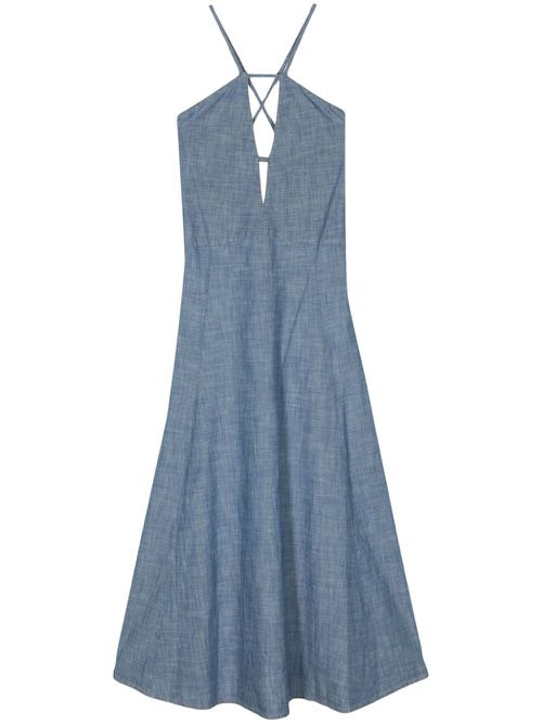 Cut-out chambray maxi dress - Blue