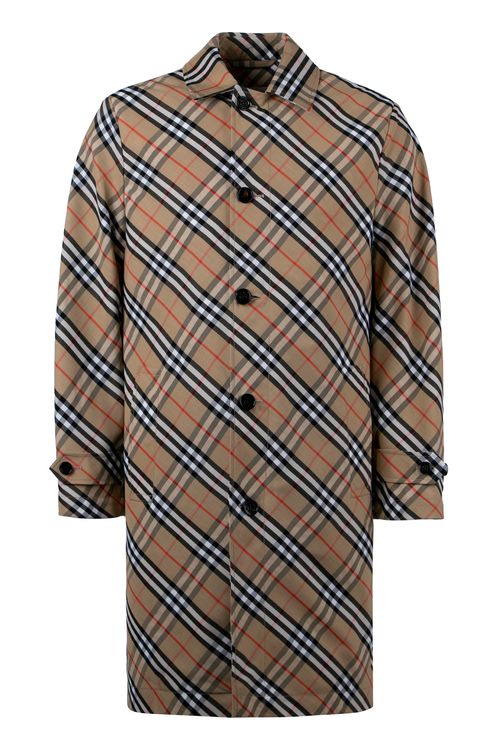 Check Pattern Polyester Raincoat — Beige
