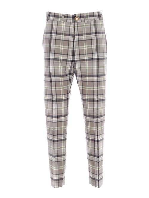 Check pants in gray and green