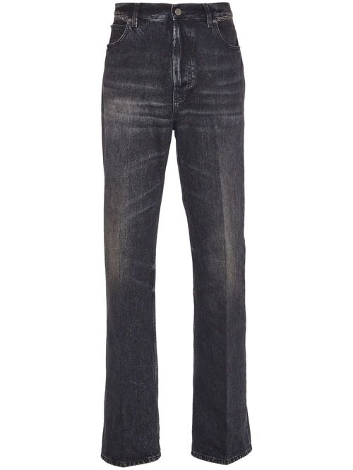 Stonewashed denim straight-leg jeans - Black
