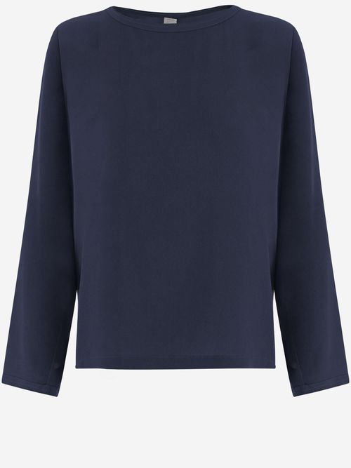 Silk Knit Sweater — Navy