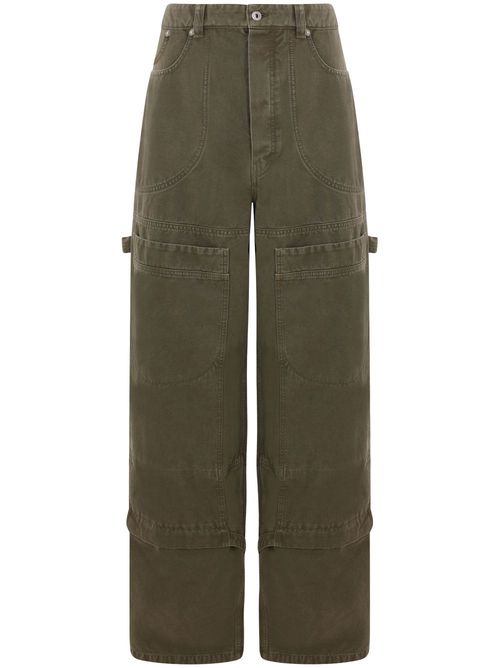 Wide-leg cargo jeans - Green