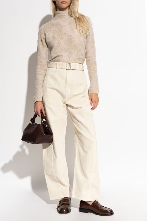 Sweater With A Floral Motif, Women's, Beige