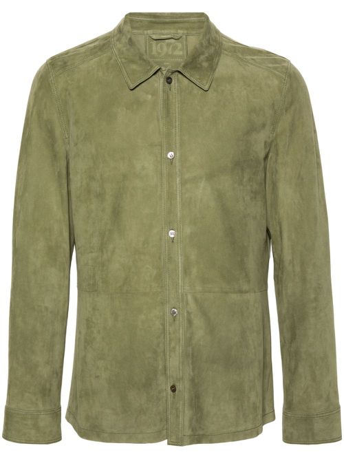 Spread-collar suede shirt - Green