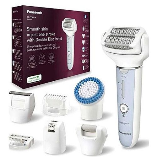 Panasonic 5-in-1 Full Body Epilator Kit with Pressure Sensor for Effortless Hair Removal, ES-EY90 Double Disc Technology