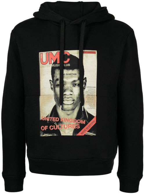 Photograph-print jersey hoodie - Black