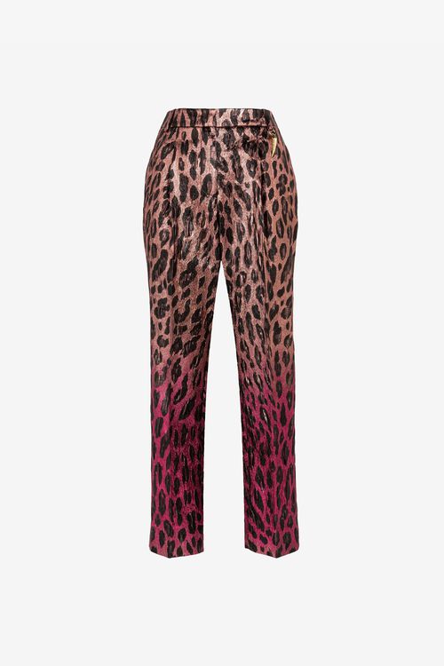 Animal-print Lamé Cropped Trousers