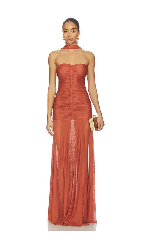 Bananhot Ross Maxi Dress in Cognac. M. Also in L
