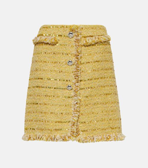 Fringed bouclé miniskirt