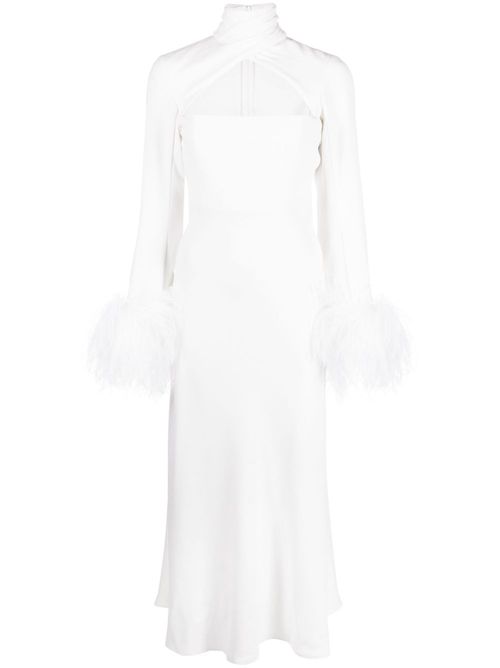 Odessa feather-trimmed dress - White