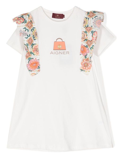 Ruffle-detail cotton tunic top - Neutrals