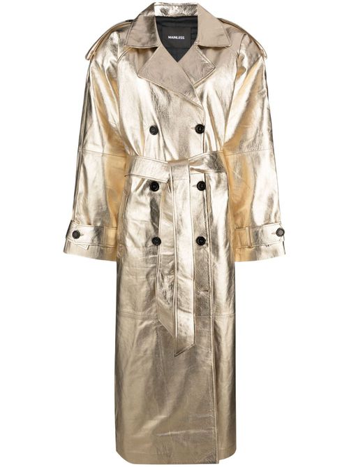 Double-breasted lamé coat - Neutrals