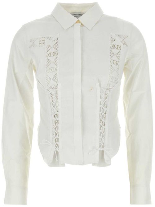 Corset-style cotton shirt - White