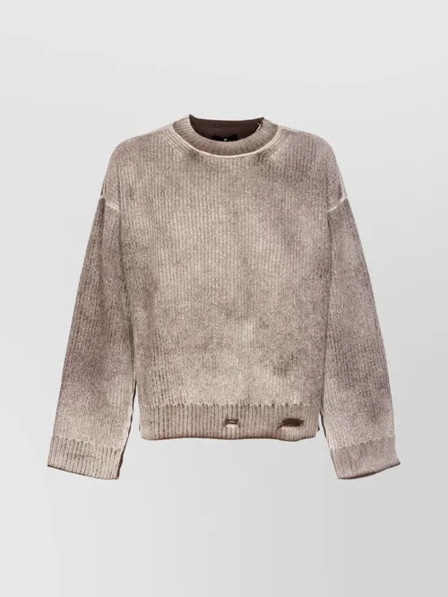 Represent - long sleeve crewneck knitwear with ribbed texture