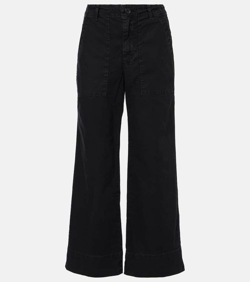 Mid-rise cotton canvas wide-leg pants