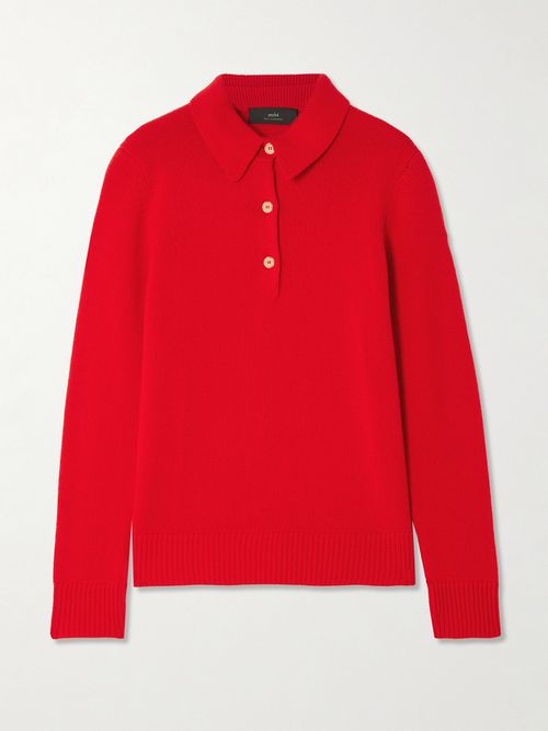 Bessi Cashmere Polo Sweater - Red