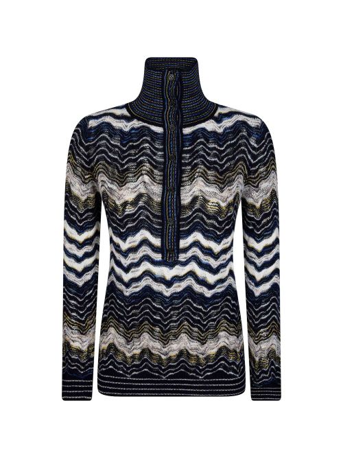 Zig-Zag Knit Sweater — Navy