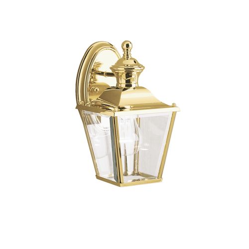 Bay Shore 10.25" Small Outdoor Wall Light in Polished Bra