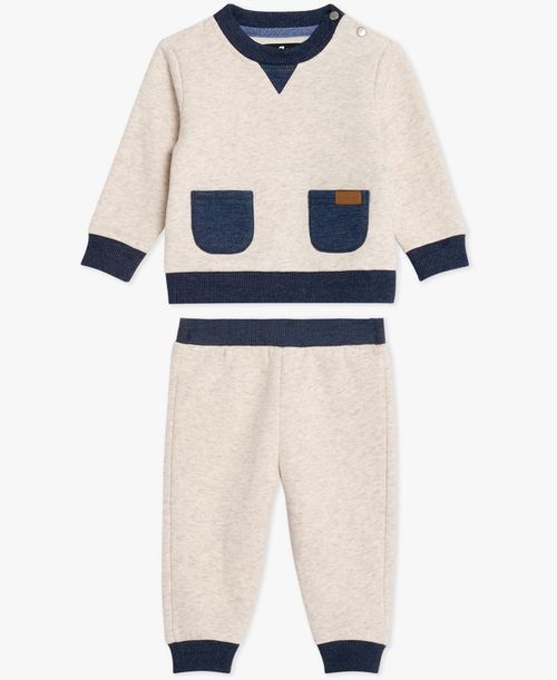 Baby Boys 2-Piece Long Sleeve Sweatshirt and Pants Set - Antique White
