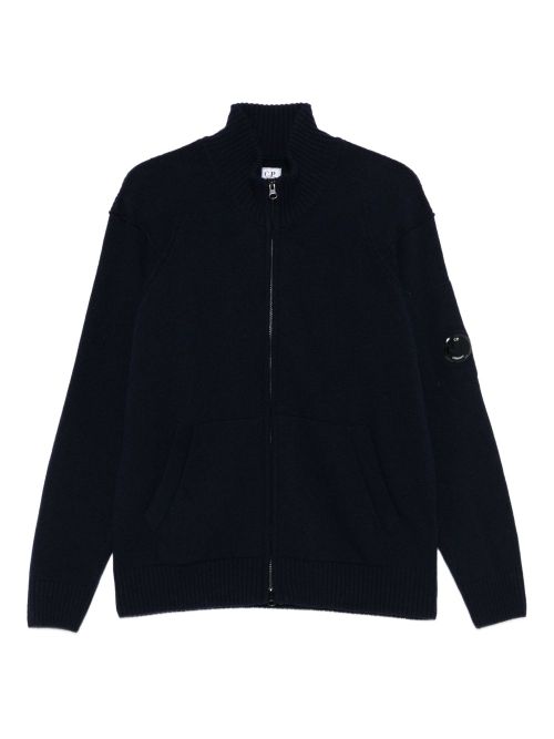 Wool Zip Cardigan — Navy