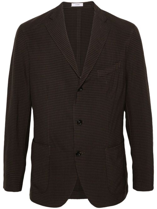Single-breasted checked blazer - Brown