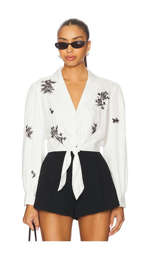 Cinq a Sept Wildflower Whimsy Marin Top in Ivory & Black.  XS also in