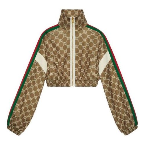 (WMNS) Interlocking G Zipper Jacket 'Olive Green Ivory'