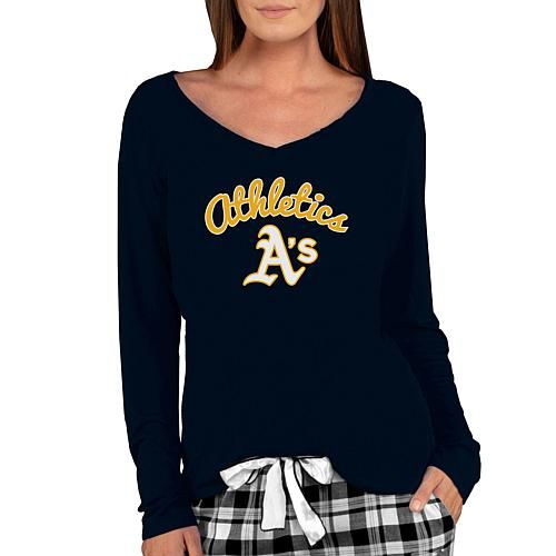 Officially Licensed MLB Ladies Marathon Long Sleeve Top - Athletics - Black