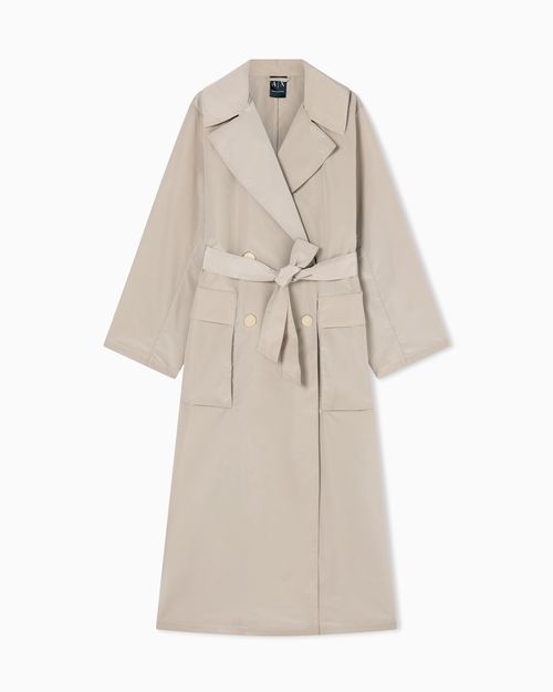 Double-breasted trench coat with belt