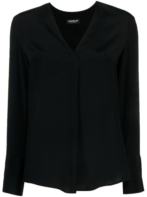 V-neck logo-plaque blouse - Black