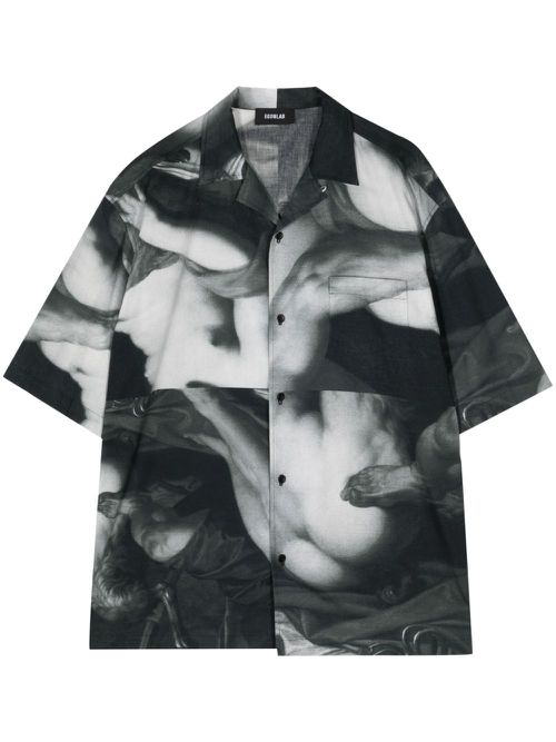 Graphic-print cotton shirt - Black