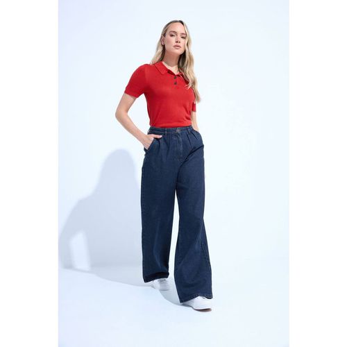 Long Tall Sally Tall Pleated Wide Leg Jeans In Indigo