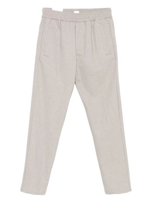 Elastic-Waistband Wool-Cashmere Trousers — beige