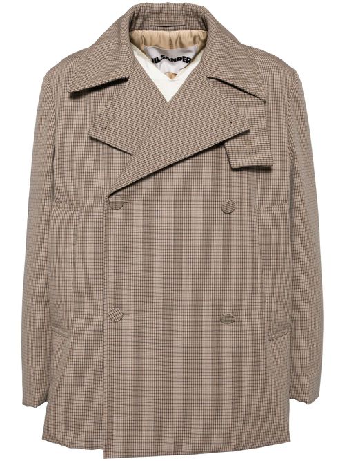 Checked wool blazer - Brown