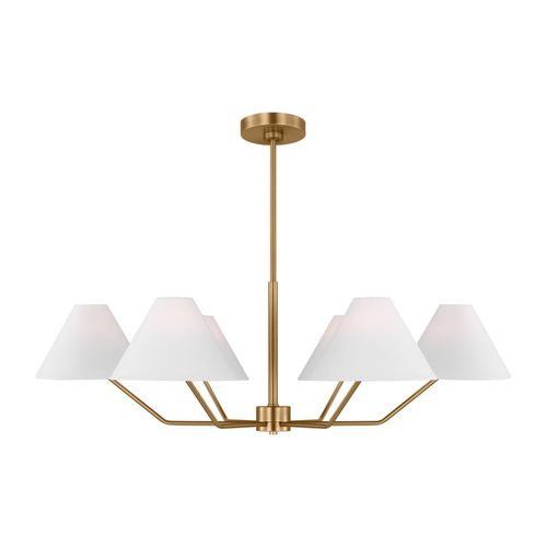 Satin Brass Six Light Chandelier from the Burke Collection