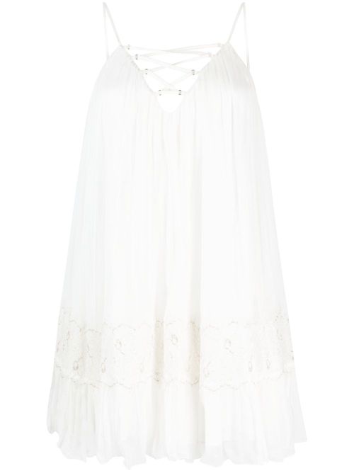 Strap-detail silk mini dress - White