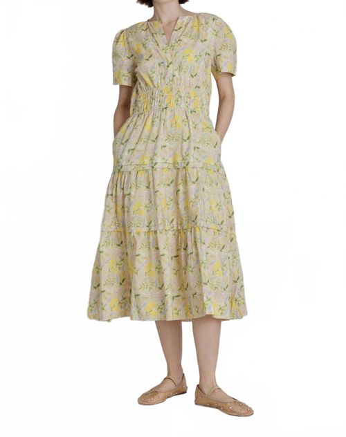 Belle Tiered Midi Dress In Yellow