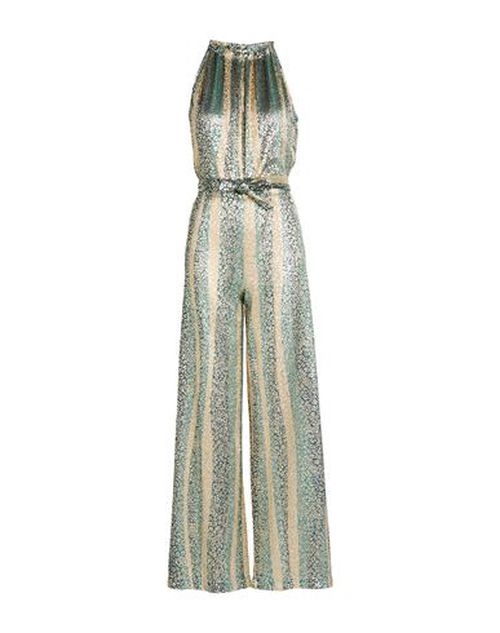 Woman Jumpsuit Green Size 6 Polyester, Metallic fiber